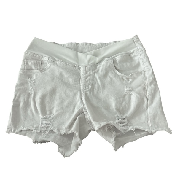 Women's Maternity Ripped Jean Shorts Summer Distressed Denim - Picture 1 of 2